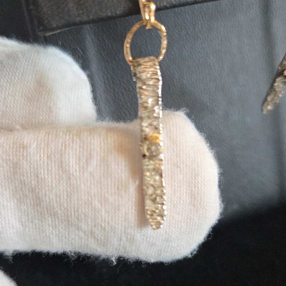 Hammered Silver Dangle Earrings - Picture 4 of 11
